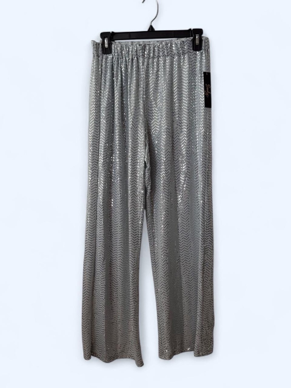 NWT Emily Silver Sequin Wide-Leg Evening Pants
